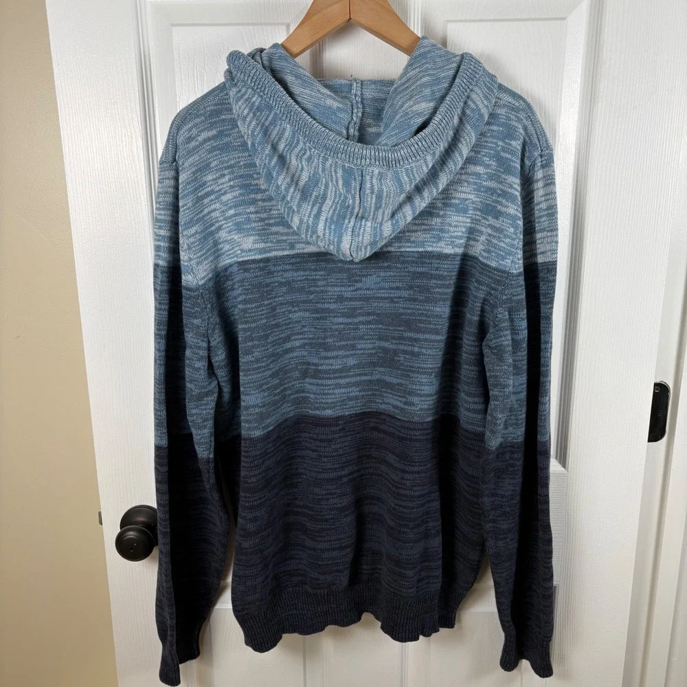 Sun + Stone Mens XXL Blue‎ Ombre Stripe Colorblock Hoodie Sweater Streetwear - Picture 3 of 5